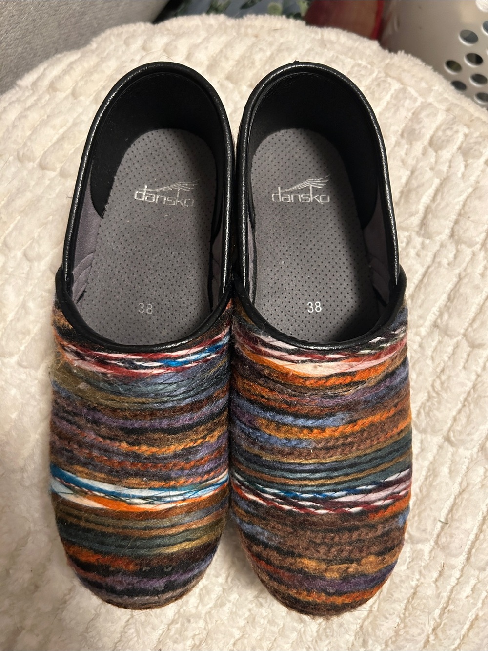 Dansko Multicolor Striped Wool Clogs